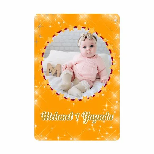 Sarı Kırmızı Temalı Doğum Günü Magneti